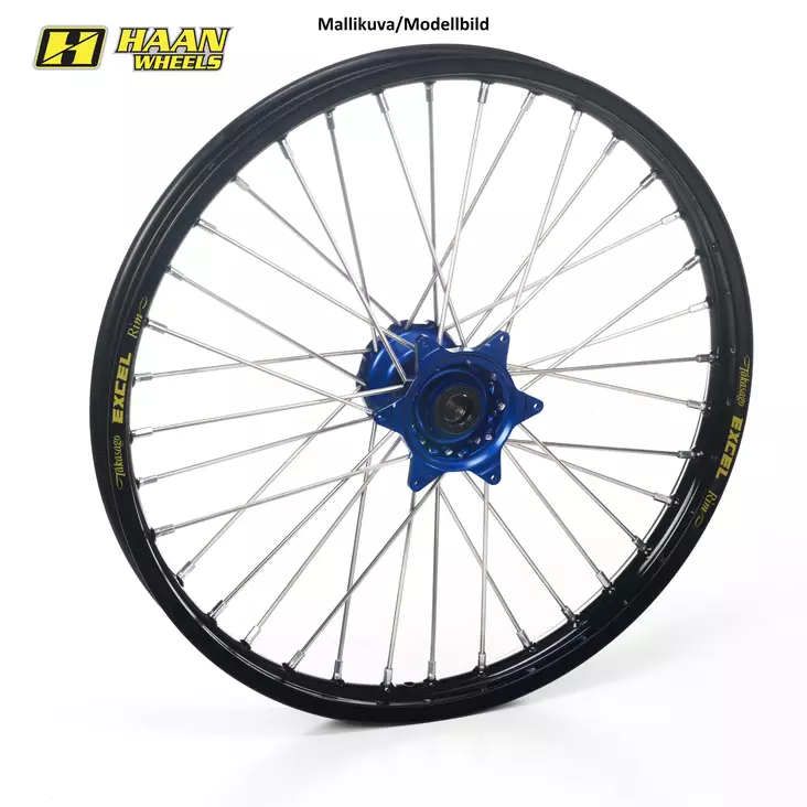 Haan wheel CRF250/450 95- 21-1,60 BLUE HUB/BLACK RIM/BLACK SPO/BLUE NIP - Moottoripyörän vanteet - D247317 - 1