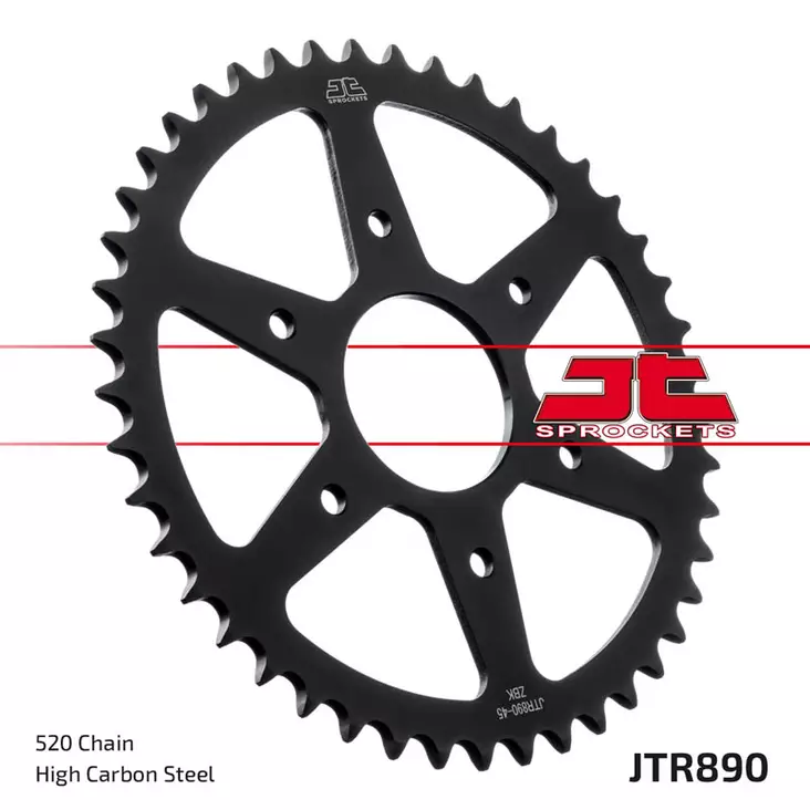 JT Rear Sprocket ZBK - Musta Zinc JTR890.44ZBK - Moottoripyörän eturattaat - D499667 - 1