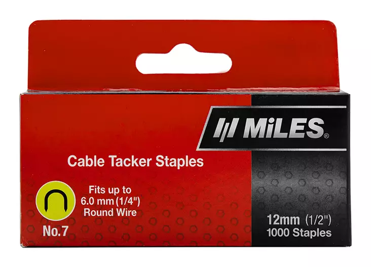 Kaapeliniitti no.7 12mm 1000kpl miles - Niitit ja sinkilät - LX12767 - 1