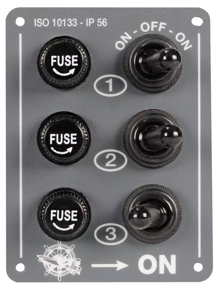 Katkaisijapaneeli 3 kytkintä - Veneen sulake- ja sähköpaneelit - D123797 - 1