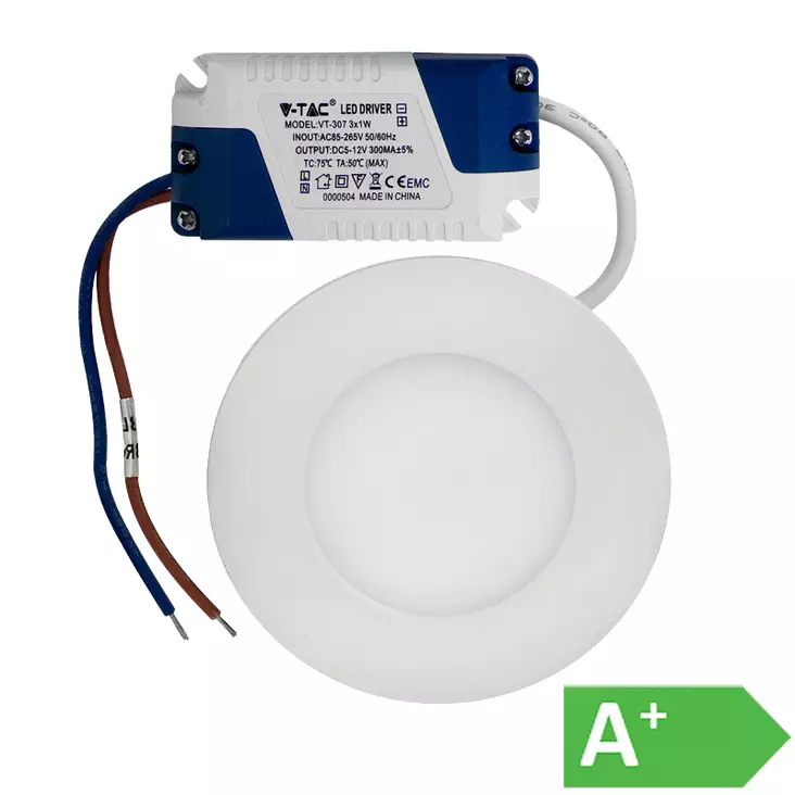 Led-paneeli 3w pyöreä 84mm 4500k - Johdolliset työmaavalaisimet - LX5437 - 1