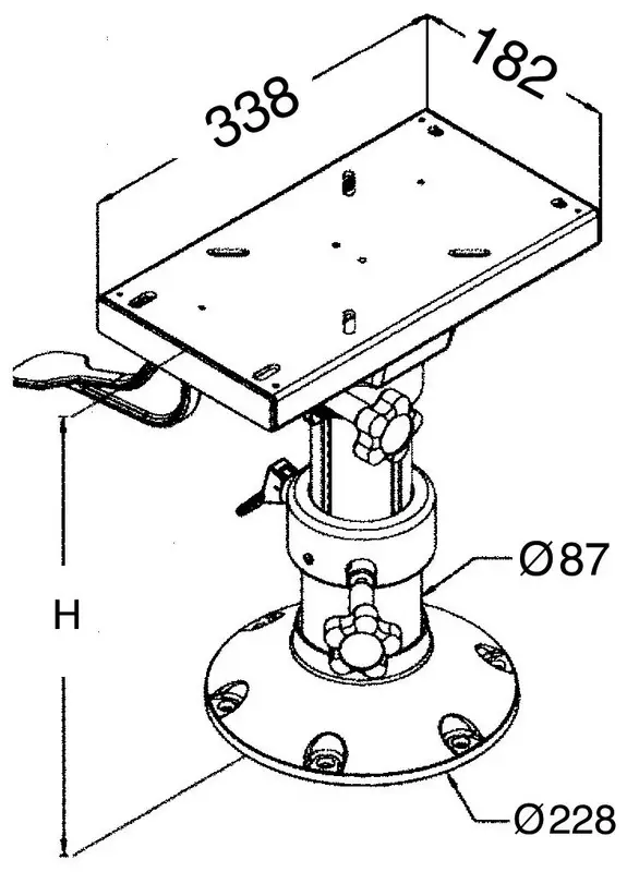 Oscualti Base and column + seat support height 340/470 - Veneen istuimet ja tuolit - D347927 - 1