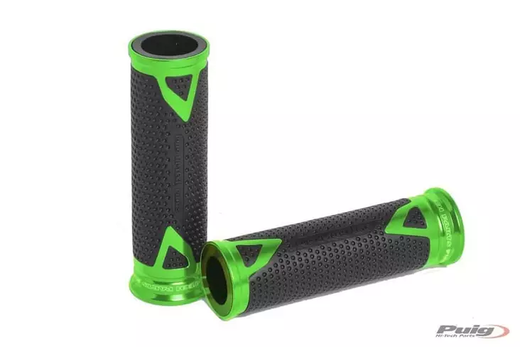 Puig Grips By Pair Puig Hi-Tech Radical Alu C/Green - Moottoripyörän kahvakumit - D299537 - 1