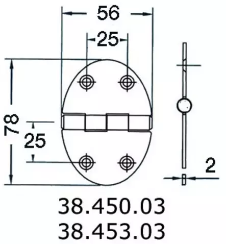 Sarana 56x78mm 2mm - Veneen saranat - D124718 - 1