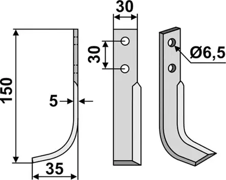 Silppuriterä 150 x 35 mm - Tarvikevaraosat - 350-178 - 2