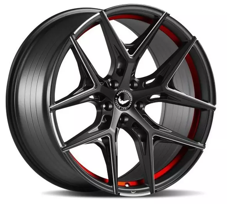 Barracuda RAZZER Mattblack undercut Trimline rot Puresports gefräst alumiinivanne 8.5x19 - 19-tuumaiset alumiinivanteet - 499-176538 - 1