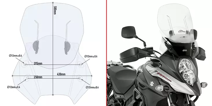 Givi Specific sliding wind-screen, Suzuki DL 650 V-Strom (17) - Moottoripyörän katteet ja tuulenohjaimet - D258148 - 1