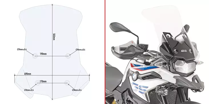 GIVI Windscreen BMW F850GS 2018- - Moottoripyörän katteet ja tuulenohjaimet - D332168 - 1