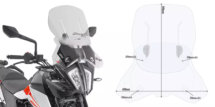 GIVI WINDSCREEN KTM 390/790 ADVENTURE - Moottoripyörän katteet ja tuulenohjaimet - D403918 - 1