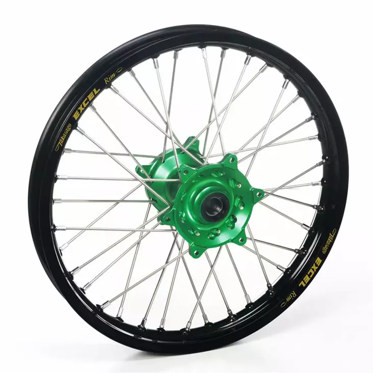 Haan Wheels Rear KX+F 03-.. 19-2,15 Black Rim - Green Hub - Moottoripyörän vanteet - D528498 - 1
