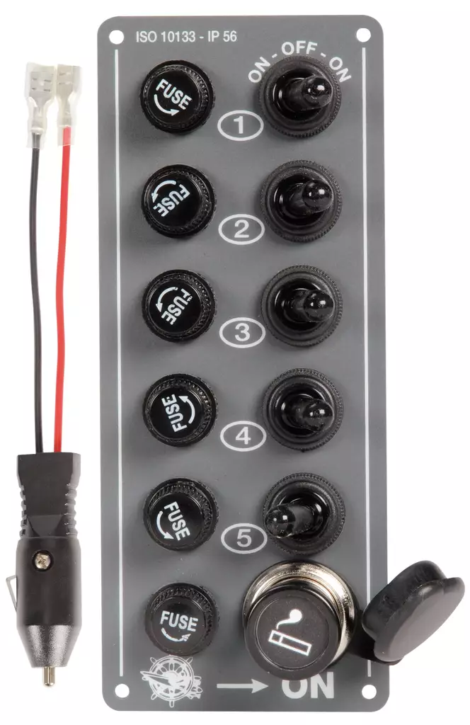 Katkaisijapaneeli 5 kytkintä + 12V - Veneen sulake- ja sähköpaneelit - D123788 - 1