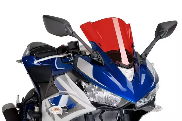 Puig Racing Screen Yamaha Yzf-R3 15'-18'C/Red - Moottoripyörän katteet ja tuulenohjaimet - D301068 - 1
