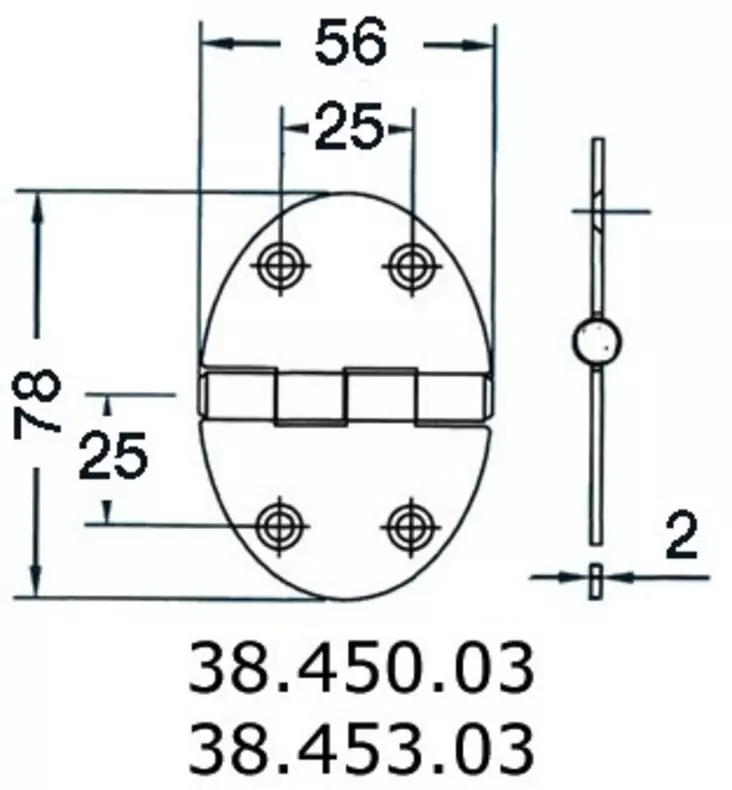 Sarana 56x78mm 2mm - Veneen saranat - D124718 - 1