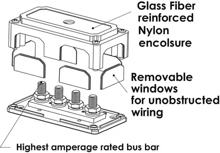 Heavy Duty BusBar kytkentäkisko 4x10mm - Veneen kytkentäkiskot - D160009 - 2