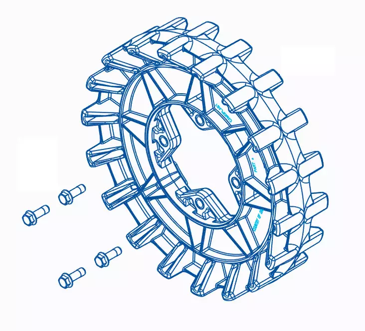 Camso Sprocket 18 teeth 4S, 4 bolt 3/8-16 x 1 1/4 - Mönkijän telasarjojen varaosat - D116179 - 1
