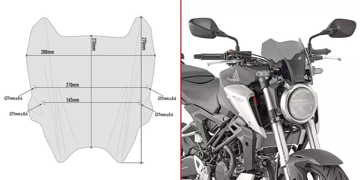 GIVI SPECIFIC SCREEN HONDA CB125R - Moottoripyörän katteet ja tuulenohjaimet - D332059 - 1