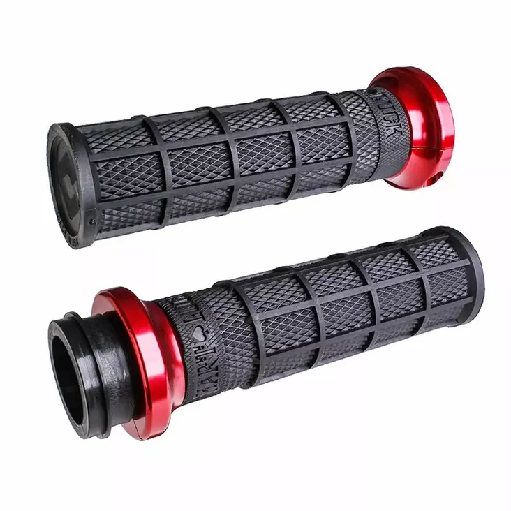 ODI Street V-TWIN Lock-On HART-LUCK Full-Waffle BLACK/Black/red - Moottoripyörän kahvakumit - D510189 - 1