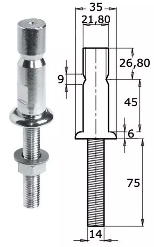 Osculati keulakaiden kiinnike 25 x 1,5 mm - Veneen kaidepylväät ja keulakaiteet - D124889 - 1