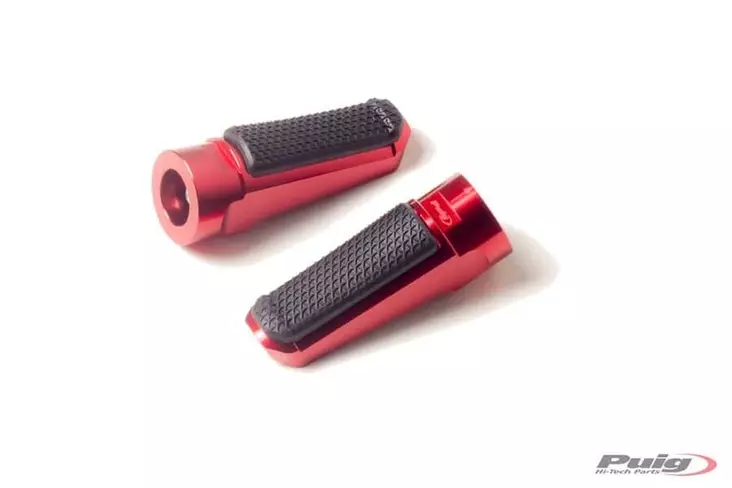 Puig Footpegs Racing+Rubber Rig/Left C/Red - Moottoripyörän jalkatapit - D300619 - 1