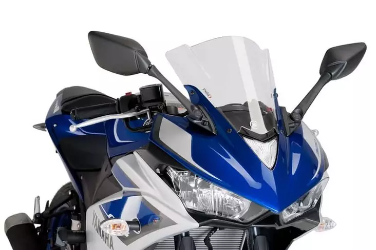 Puig Racing Screen Yamaha Yzf-R3 15'-18'C/Clear - Moottoripyörän katteet ja tuulenohjaimet - D301069 - 1