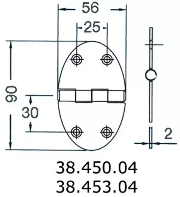 Sarana 56x90mm 2mm - Veneen saranat - D124719 - 1