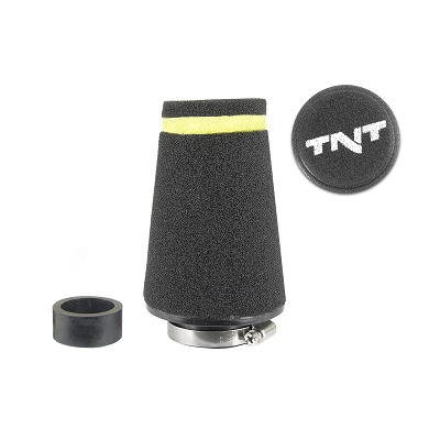TNT Ilmasuodatin, Speed, Musta, Kiinitys Ø 28/35mm, (Ø 70 - 48mm x p. 100mm) - Mopon ja skootterin ilmansuodattimet - D144169 - 1