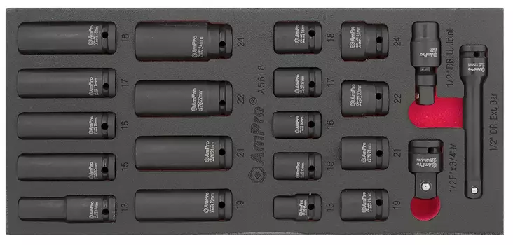 Va-voimahylsysarja 1/2" 21-os. 13-24mm - Työkalut työkaluvaunuihin - LX5419 - 1