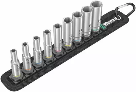 Socket set 1/4´´, long, 5-13mm, on belt, wera - Hylsyt ja voimahylsyt - 503-004525WERA - 1
