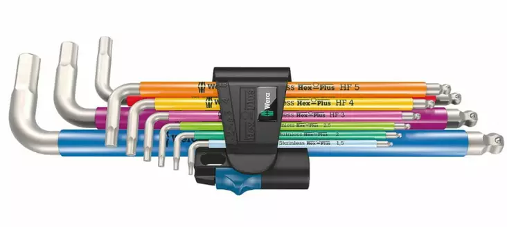 3950/9 hex-plus multicolour hf stainless 1, 9 pcs, wera - Kuusiokoloavaimet - 503-022699WERA - 1