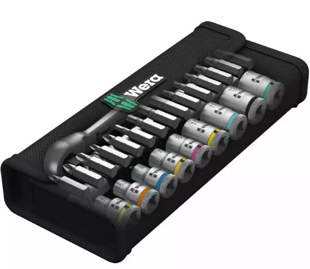 8100 sa 8 zyklop metal ratchet set with switch lever, 1/4" d, wera - Työkalupakit, -salkut ja -reput - 503-004018WERA - 1
