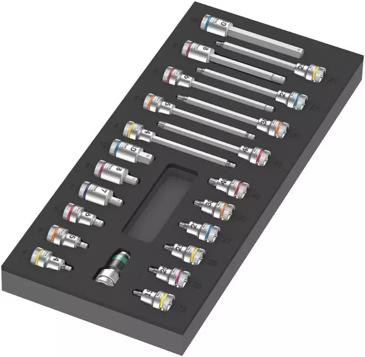 Foam insert zyklop b 3/8´´ bit socket set 1, 22 pieces, wera - Työkalut työkaluvaunuihin - 503-150113WERA - 1