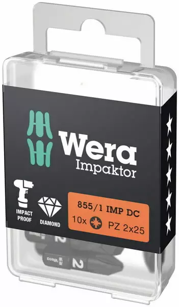 Kärki 1/4´´ 855/1 imp dc impaktor, p 10 pcs 2x25, wera - Ruuvauskärjet - 503-057621WERA - 1
