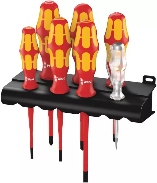 Screwdriver vde set 7pcs 160i/7 extra slim + tester + rack, wera - VDE-jännitesuojatut työkalut - 503-006480WERA - 1