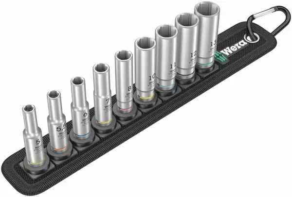 Socket set 1/4´´, long, 5-13mm, on belt, wera - Hylsyt ja voimahylsyt - 503-004525WERA - 1