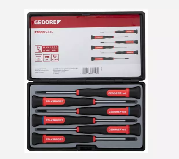 2c-electron.screwdriver set ph+sl 6pcs r38005906, gedore red - Ruuvimeisselit - 503-3301351GEDRED - 1