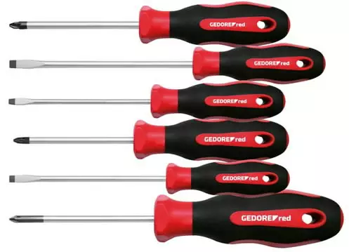2c-handle-screwdriver set pz+sl 6pcs r38002106, gedore red - Ruuvimeisselit - 503-3301271GEDRED - 1