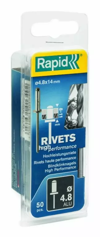High performance rivets al 4,8x20mm 50pcs + drill c, rapid - Lävistys ja niittaus - 503-5000391RAPID - 1