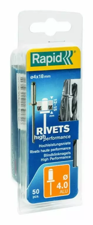 Korkean suorituskyvyn niitit, 50 kpl ø4.0 x 18 mm, rapid - Lävistys ja niittaus - 503-5000386RAPID - 1