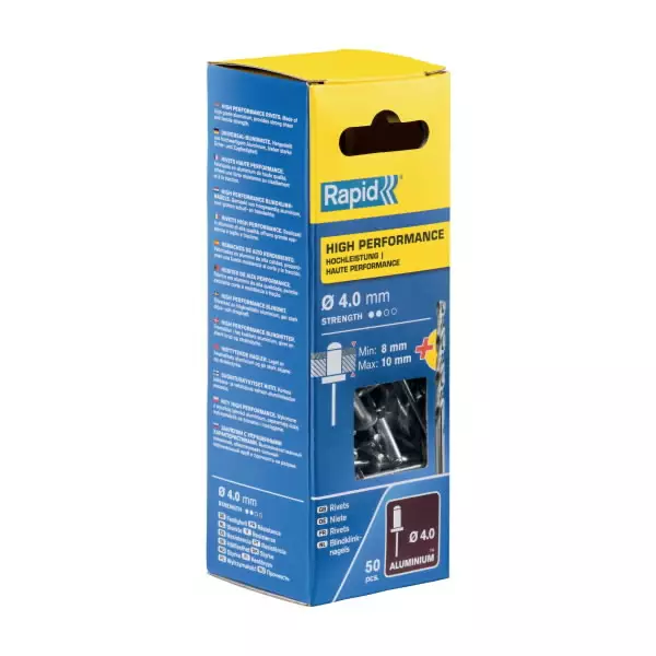 Niitti alumiini al 4,0x14 mm 50 kpl + drill c, rapid - Lävistys ja niittaus - 503-5000385RAPID - 1