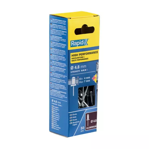 Niitti alumiini al 4,8x10 mm 50 kpl + drill c, rapid - Lävistys ja niittaus - 503-5000387RAPID - 1