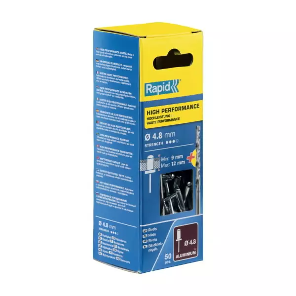 Niitti alumiini al 4,8x16 mm 50 kpl + drill c, rapid - Lävistys ja niittaus - 503-5000390RAPID - 1