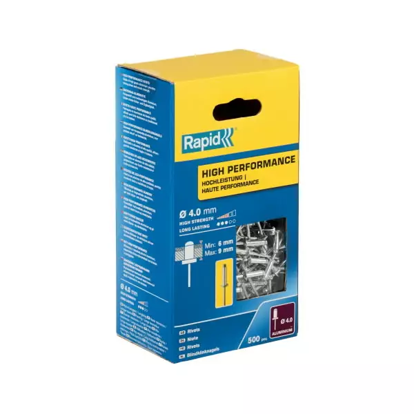 Rivets ?4 12mm alu 500pcs box, rapid - Lävistys ja niittaus - 503-5001434RAPID - 1