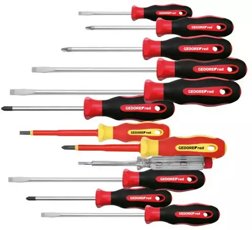 Screwdriver set ph+pz+ls 2c-handle 12pcs r38002012, gedore red - Ruuvimeisselit - 503-3301273GEDRED - 1