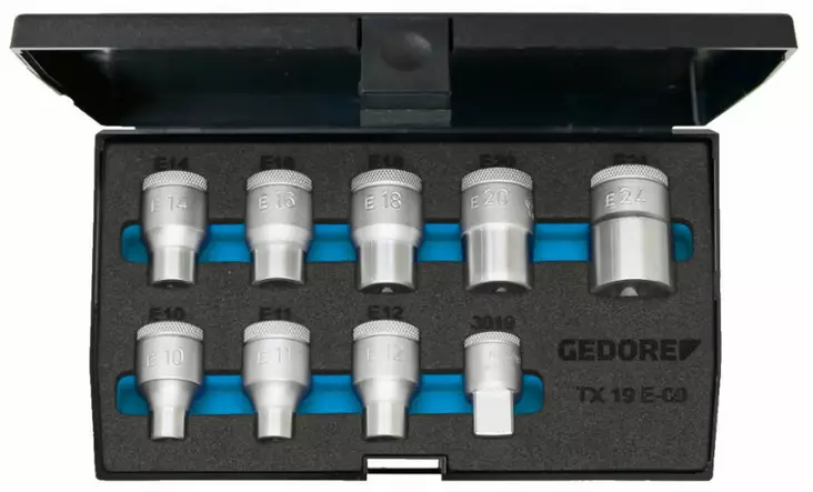 ´´socket set 1/2´´´´ tx19 e-09´´, gedore - Hylsysarjat - 503-6265970GED - 1