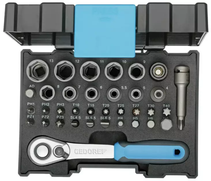 Socket set 1/4" 35 pcs, gedore - Hylsysarjat - 503-2998211GED - 1