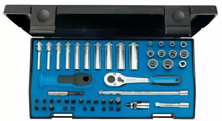 Socket set 1/4" 49 pcs 6-kant ud-in-is-ph-pz-tx-xzn, gedore - Hylsysarjat - 503-1815687GED - 1