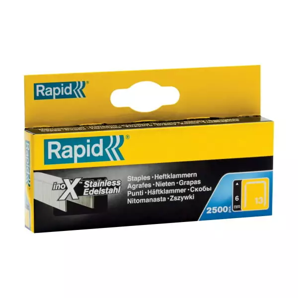 Staples 13/6 2500pcs 10,6x0,7mm inox, rapid - Niitit ja sinkilät - 503-11830726RAPID - 1