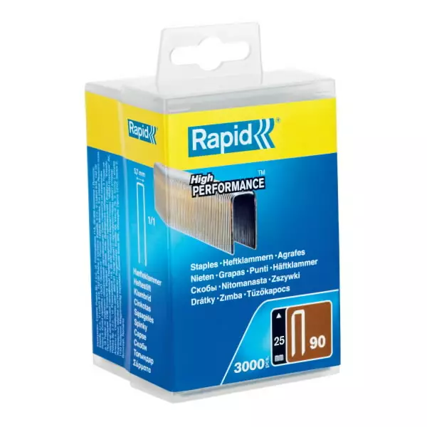 Staples 90/25 3000pcs, plastic box, rapid - Niitit ja sinkilät - 503-5000124RAPID - 1