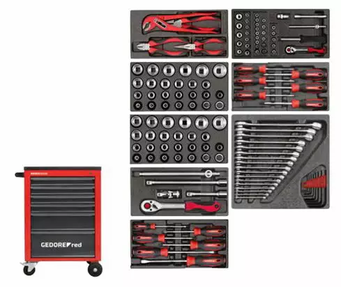Tool set i.t.trolley mechanic red 119pcs r21560001, gedore red - Työkaluvaunut työkaluilla - 503-3301667GEDRED - 1