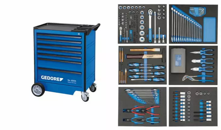 Tool trolley with 7 drawers with tool set (190 pieces), gedore - Työkaluvaunut työkaluilla - 503-2980290GED - 1